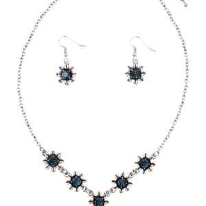 Schmuckset - Collier & Ohranhänger 000160 ~ dunkelblau