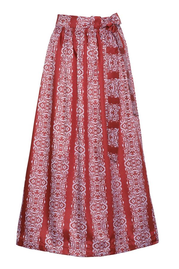 Dirndlschürze lang 90 cm rot-weiß 001253 ~ M