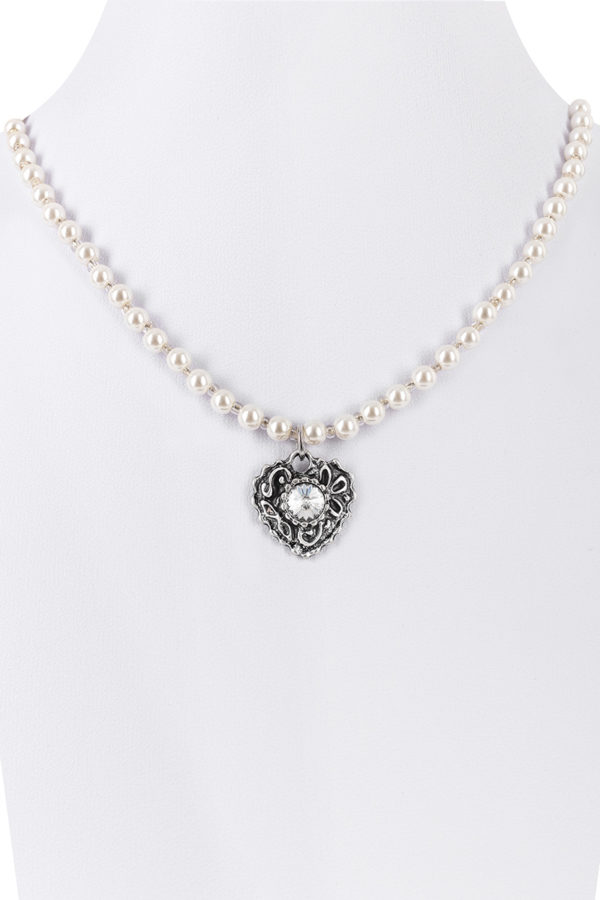 Perlencollier mit Herzanhänger