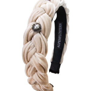 Samt Haarreif mit Perlen ~ beige