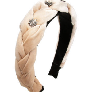 Samt Haarreif mit Strass-Edelweiß ~ beige