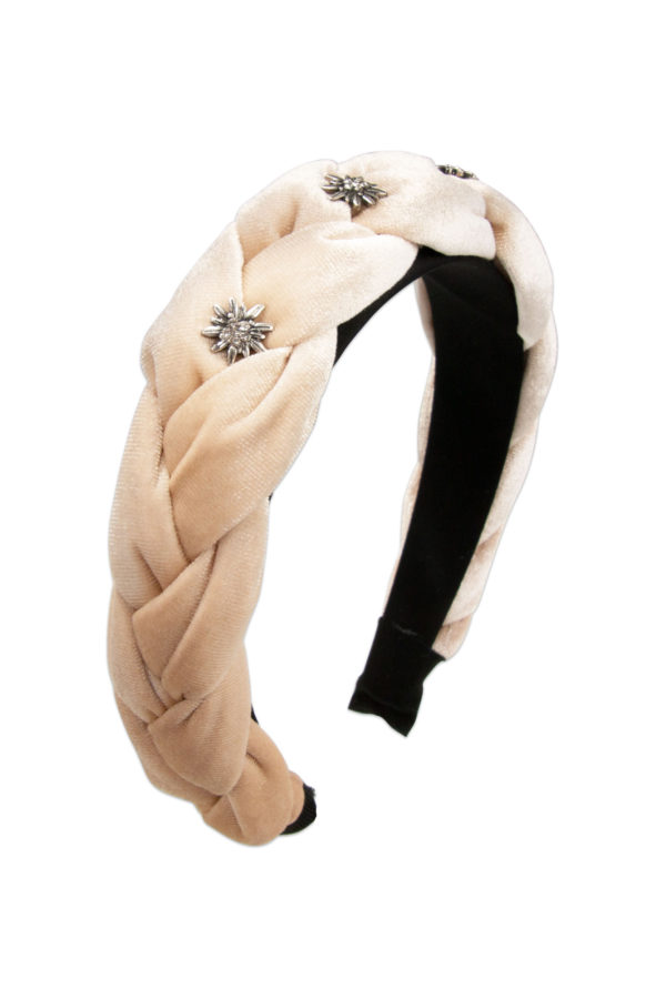 Samt Haarreif mit Strass-Edelweiß ~ beige