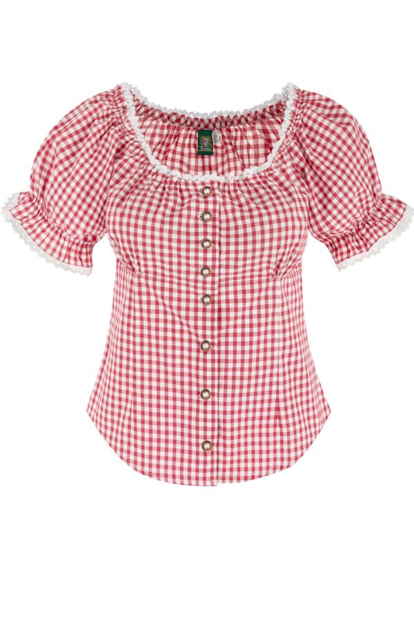 Trachtenbluse mit Karomuster ~ rot ~ 36