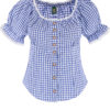 Trachtenbluse mit Karomuster ~ 34 ~ blau