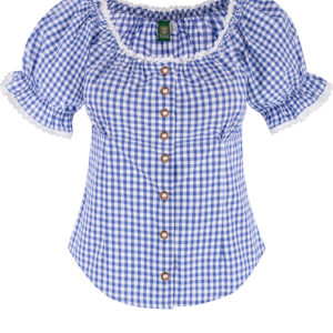 Trachtenbluse mit Karomuster ~ 34 ~ blau