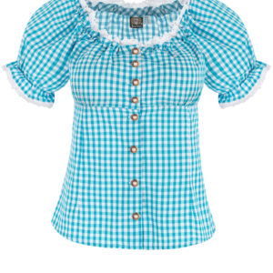 Trachtenbluse mit Karomuster ~ 34 ~ türkis