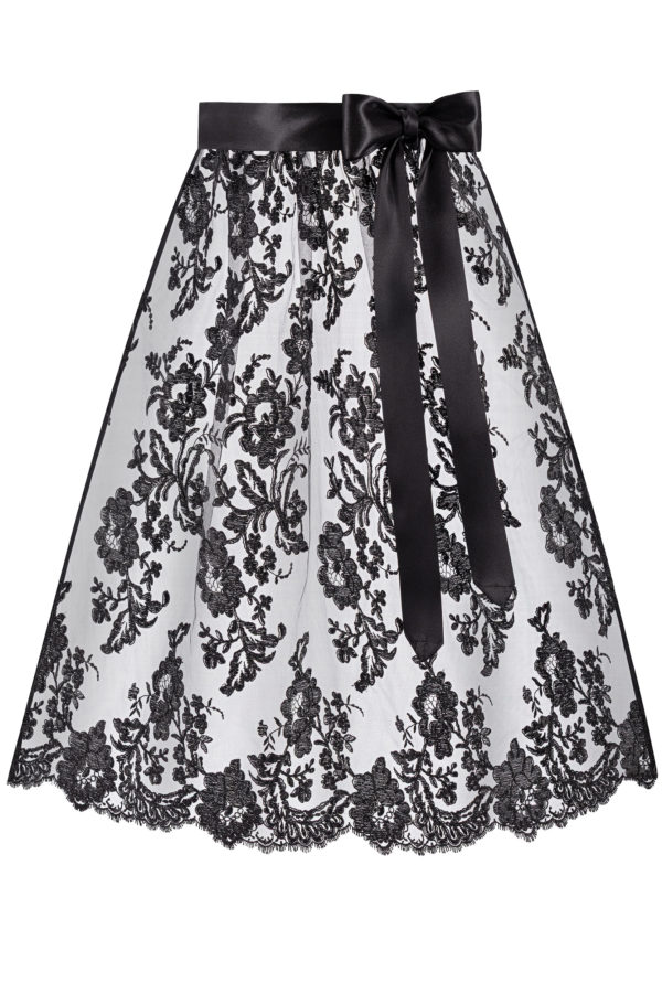 Dirndlschürze aus Blumenspitze (70 cm) ~ L ~ schwarz