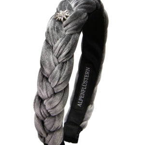 Samt Haarreif mit Strass-Edelweiß ~ grau