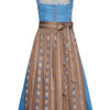 Dirndl lang 80cm hellblau-taupe Beatice 132452 ~ 36