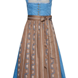 Dirndl lang 80cm hellblau-taupe Beatice 132452 ~ 36