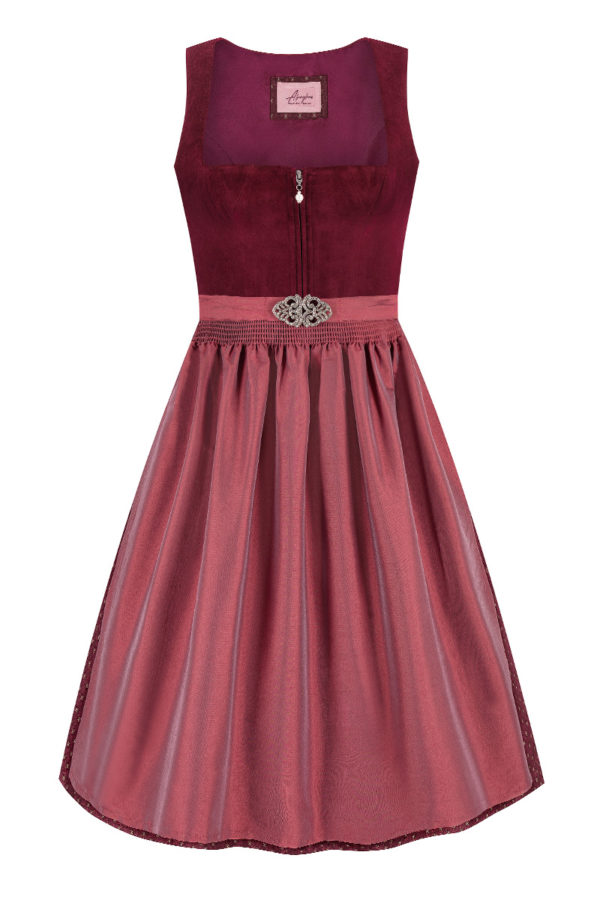 Midi Dirndl 70 cm dunkelrot Samt Pascal 015078 ~ 38