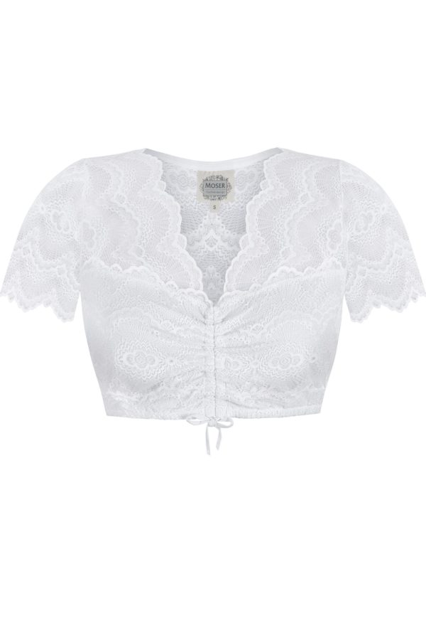 Dirndlbluse aus Stretch-Spitze ~ weiß ~ XS