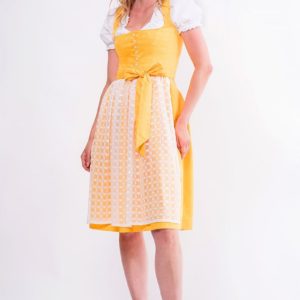 Midi Dirndl 65 cm gelb weiß Lisanne 014968 ~ 32