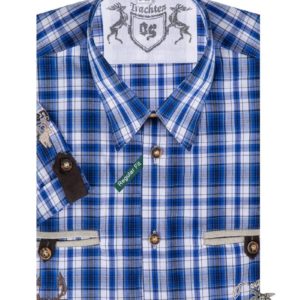 Trachtenhemd kurzarm dunkelblau kariert regular fit 111959 ~ 36