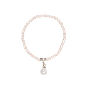 Kristallarmband mit Perlen-Anhänger verschiedenfarbig 008466 ~ rosa