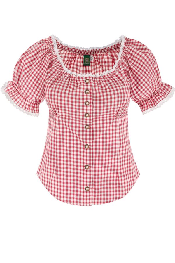 Trachtenbluse mit Karomuster ~ rot ~ 36