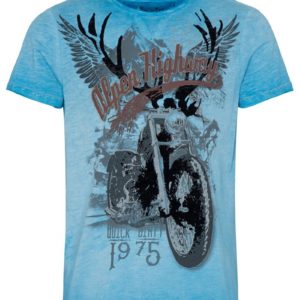 Trachtenshirt kurzarm blau bedruckt Till 009417 ~ S