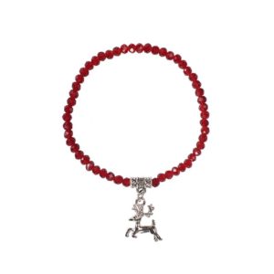 Kristallarmband mit Hirsch-Anhänger verschiedenfarbig 008464 ~ dunkelrot