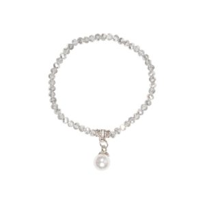 Kristallarmband mit Perlen-Anhänger verschiedenfarbig 008466 ~ silber