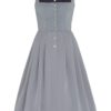 Midi Dirndl 70cm Gastro hellgrau Stretch Babette 006870 ~ 32