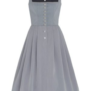 Midi Dirndl 70cm Gastro hellgrau Stretch Babette 006870 ~ 32