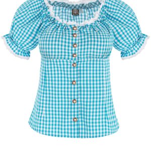 Trachtenbluse mit Karomuster ~ 34 ~ türkis