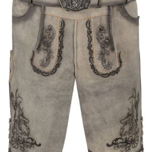 Lederhose kurz mit Gürtel grau Luis 015663 ~ 62