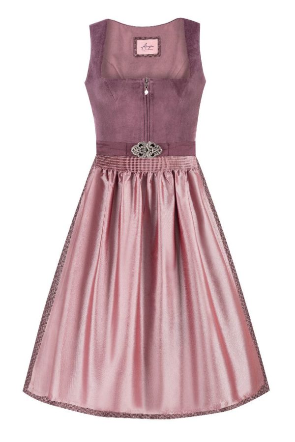Midi Dirndl 70 cm mauve altrosa Samt Pascal 015079 ~ 36