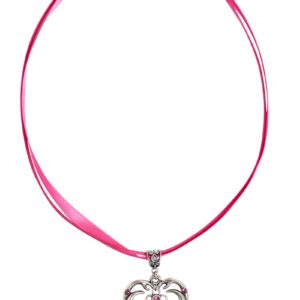 Collier in 11 Farben mit Herzgeweih und Svarowskisteinen 103573 ~ fuchsia