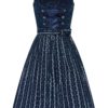 Midi Dirndl 65 cm dunkelblau gepunktet 015619 ~ 32