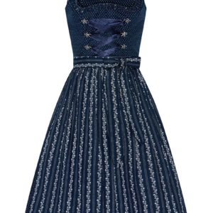 Midi Dirndl 65 cm dunkelblau gepunktet 015619 ~ 32