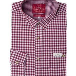 Trachtenhemd langarm dunkelrot kariert Robby 005114 ~ 3XL