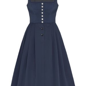 Midi Dirndl 70cm Gastro dunkelblau Stretch Babette 006872 ~ 34