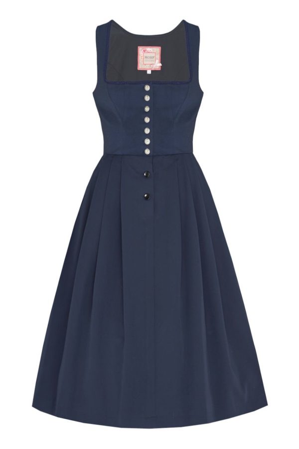 Midi Dirndl 70cm Gastro dunkelblau Stretch Babette 006872 ~ 34