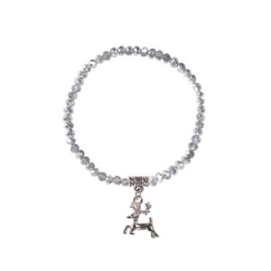 Kristallarmband mit Hirsch-Anhänger verschiedenfarbig 008464 ~ silber