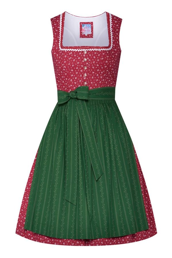 Mini Dirndl 60 cm rot grün Laureen 009197 ~ 34