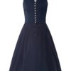 Midi Dirndl 65 cm Gastro dunkelblau Viona 006946 ~ 32