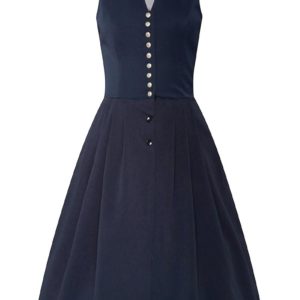 Midi Dirndl 65 cm Gastro dunkelblau Viona 006946 ~ 32