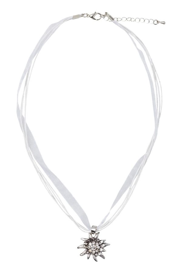 Collier mit Edelweissanhänger 000157 ~ weiß
