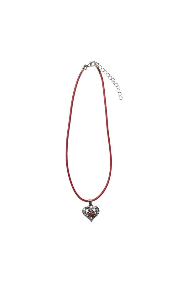 Collier mit Herzanhänger 000156 ~ dunkelrot