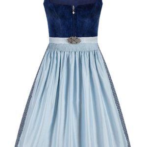 Midi Dirndl 70 cm dunkelblau hellblau Samt Pascal 015076 ~ 38
