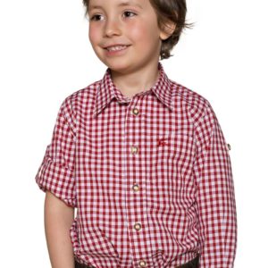 Kinder Trachtenhemd langarm rot karo 140079 ~ 116