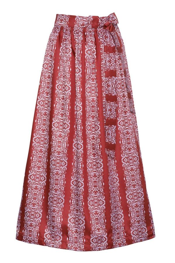 Dirndlschürze lang 90 cm rot-weiß 001253 ~ M