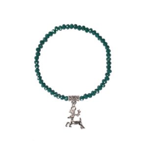 Kristallarmband mit Hirsch-Anhänger verschiedenfarbig 008464 ~ dunkelgrün