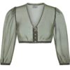 Dirndlbluse aus Chiffon ~ oliv ~ 32