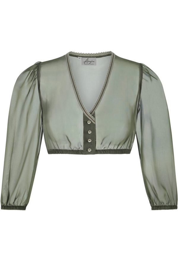 Dirndlbluse aus Chiffon ~ oliv ~ 32