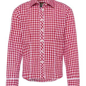 Kinder Trachtenbluse langarm rot karo 007150 ~ 80