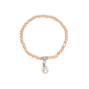 Kristallarmband mit Perlen-Anhänger verschiedenfarbig 008466 ~ beige