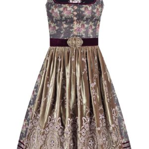 Midi Dirndl 65 cm schwarz beere geblümt Mariella 011656 ~ 38