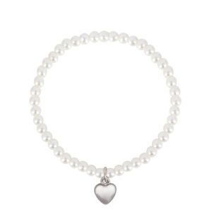 Perlenarmband creme mit Herzanhänger 015314 ~ creme